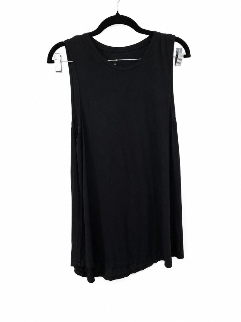A New Day Black Sleeveless Swing Tunic Tank Top Women's L Soft Stretch Casual